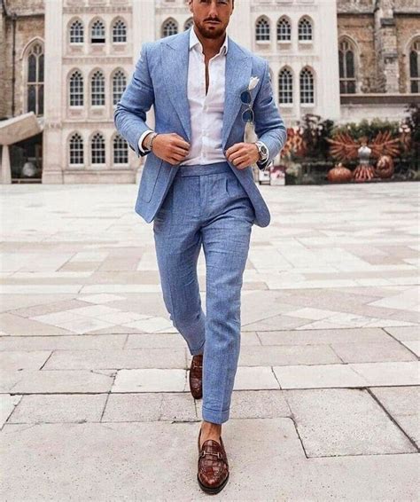 blue men's linen suit set.